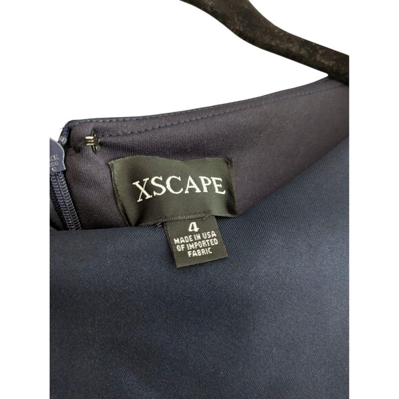 Xscape Ruffle Puff Sleeve Gown Dress Blue Size 4 - Picture 4 of 7